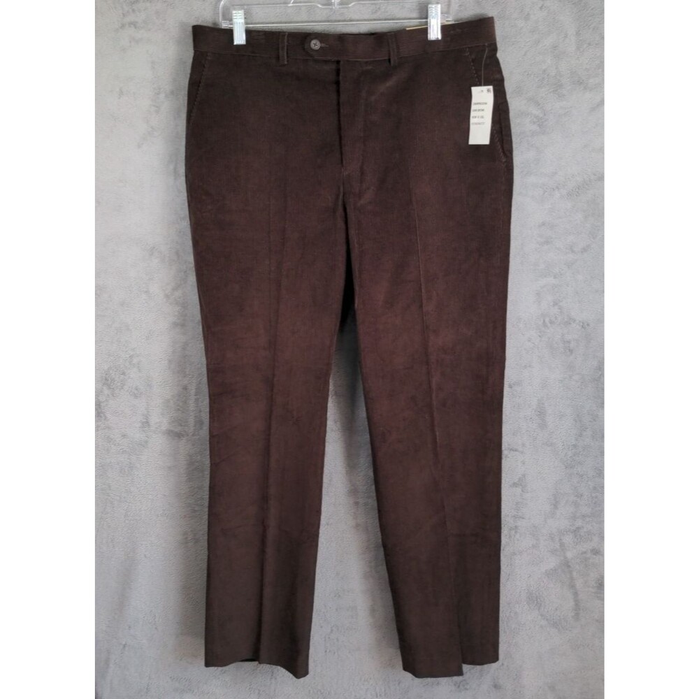 NWT Lauren Ralph Lauren Corduroy Pants Men's 35X32 Brown Flat Front Straight Fit